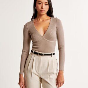 Long-Sleeve V-Neck Sweater Bodysuit